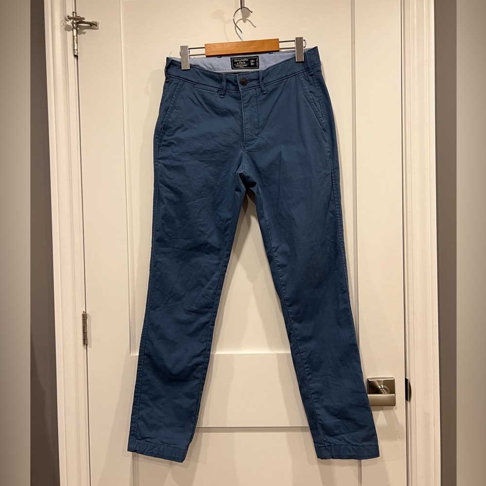 Abercrombie & Fitch Blue Chinos, Langdon Skinny Stretch Fit - Picture 2 of 15